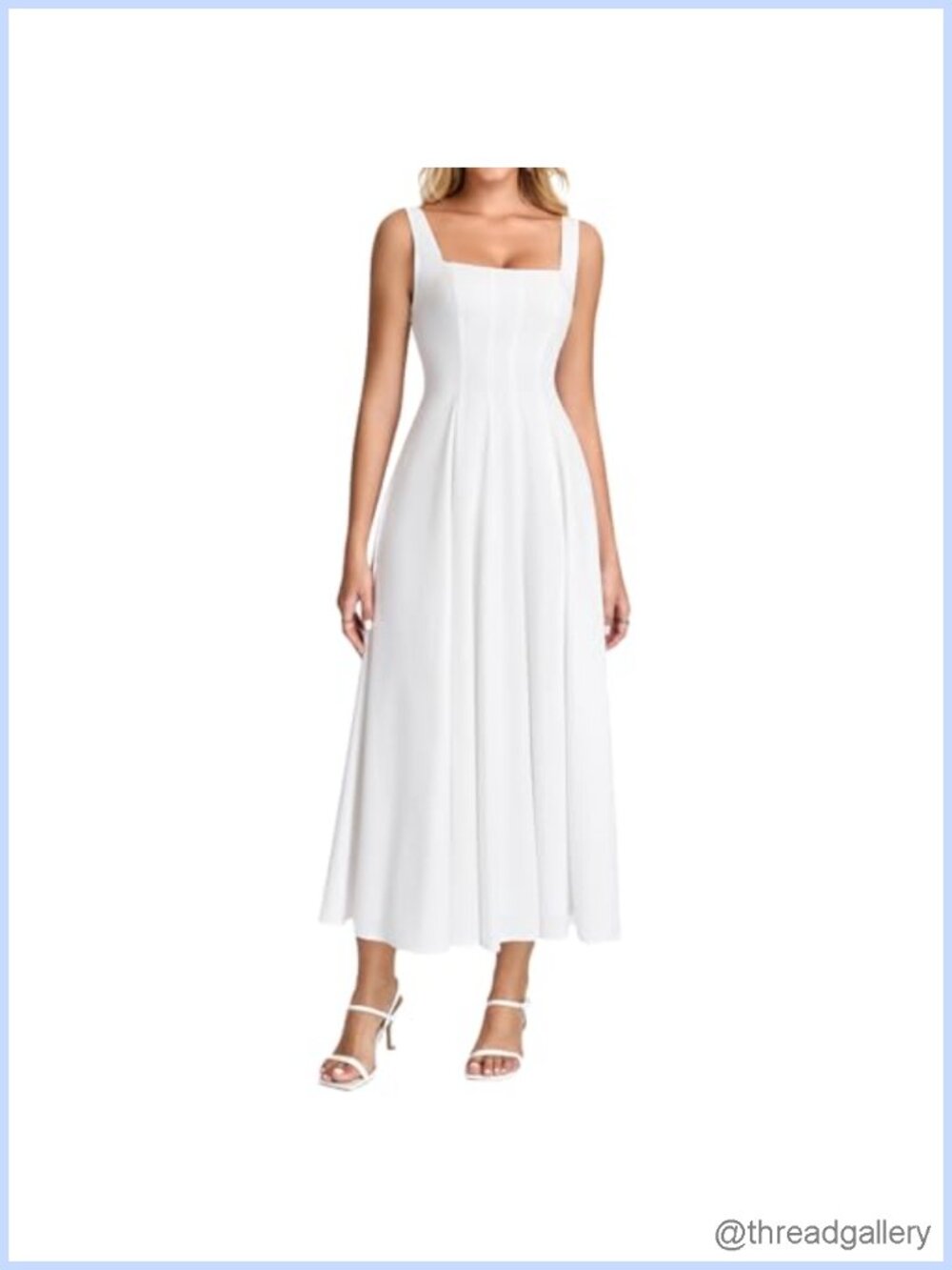Women's Floral Midi Corset Dress Square Neck A-Line Wedding Guest